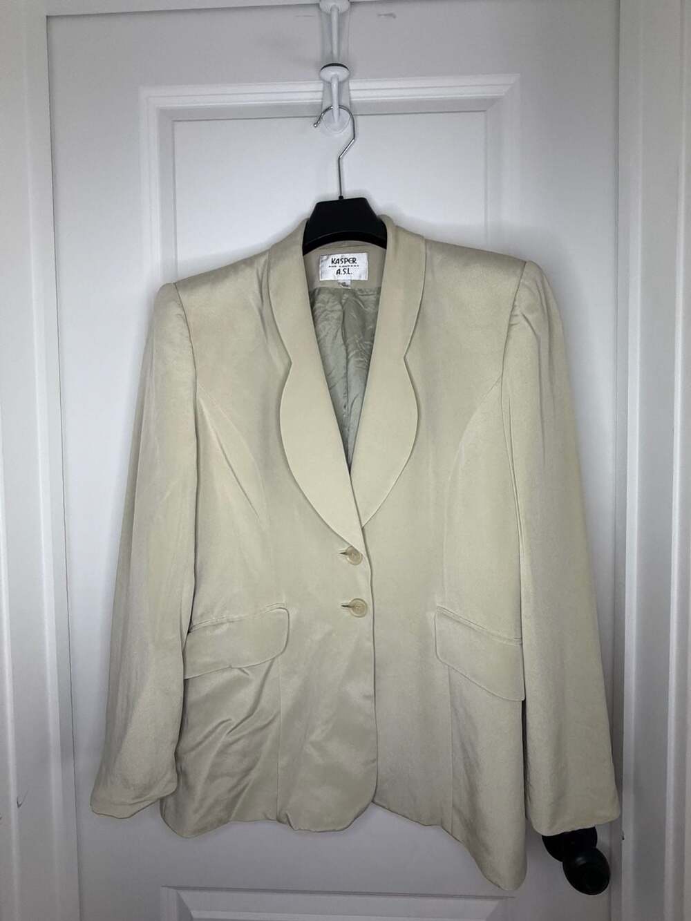 Kasper and Company A.S.L. Blazer Size 12 Champagne Beige Silk Jacket
